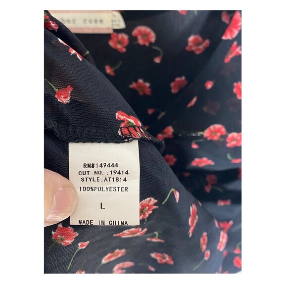 Large Sheer Floral Top, Ember Rose,Stretchy - Picture 5 of 5